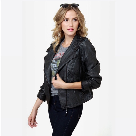 Lulus Black Vegan Leather Moto Jacket - Picture 7 of 9